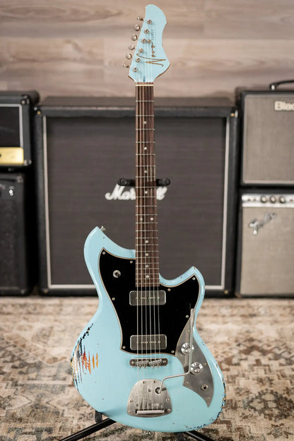 Novo Limited Serus J Electric Guitar - Daphne Blue over '64 3-Tone Burst with Gig Bag