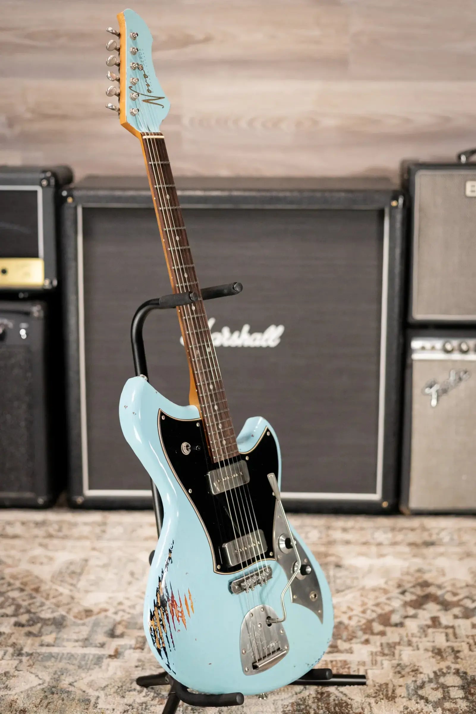 Novo Limited Serus J Electric Guitar - Daphne Blue over '64 3-Tone Burst with Gig Bag