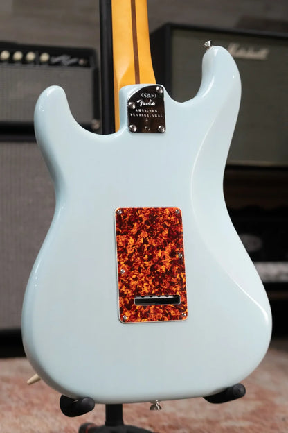 new 7.6 lb Fender American Professional II Stratocaster Thinline Transparent Daphne Blue with Hardshell Case haggertys 08