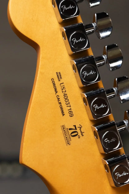 new 7.6 lb Fender American Professional II Stratocaster Thinline Transparent Daphne Blue with Hardshell Case haggertys 15