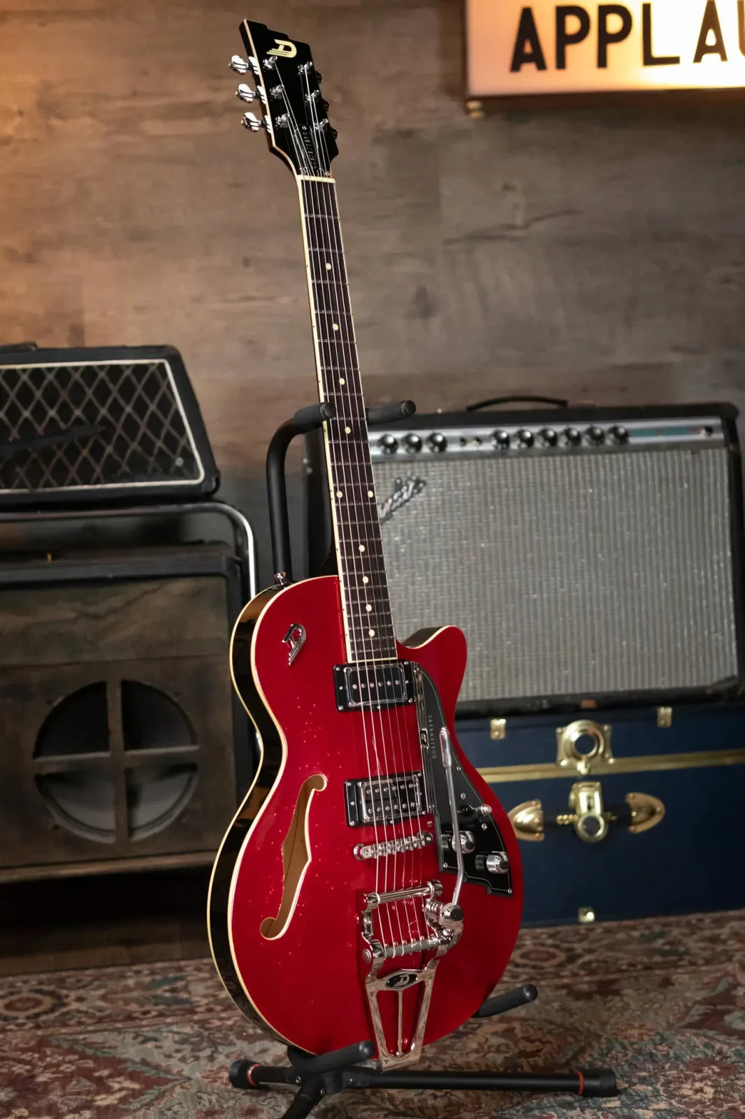 Duesenberg Starplayer TV Semi-Hollow Electric Guitar - Red Sparkle with Hardshell Case