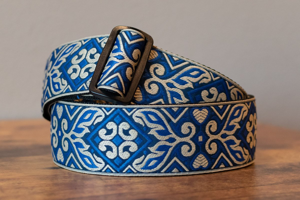new ERNIE BALL P04165 TRIBAL BLUE JACQUARD STRAP haggertys 2