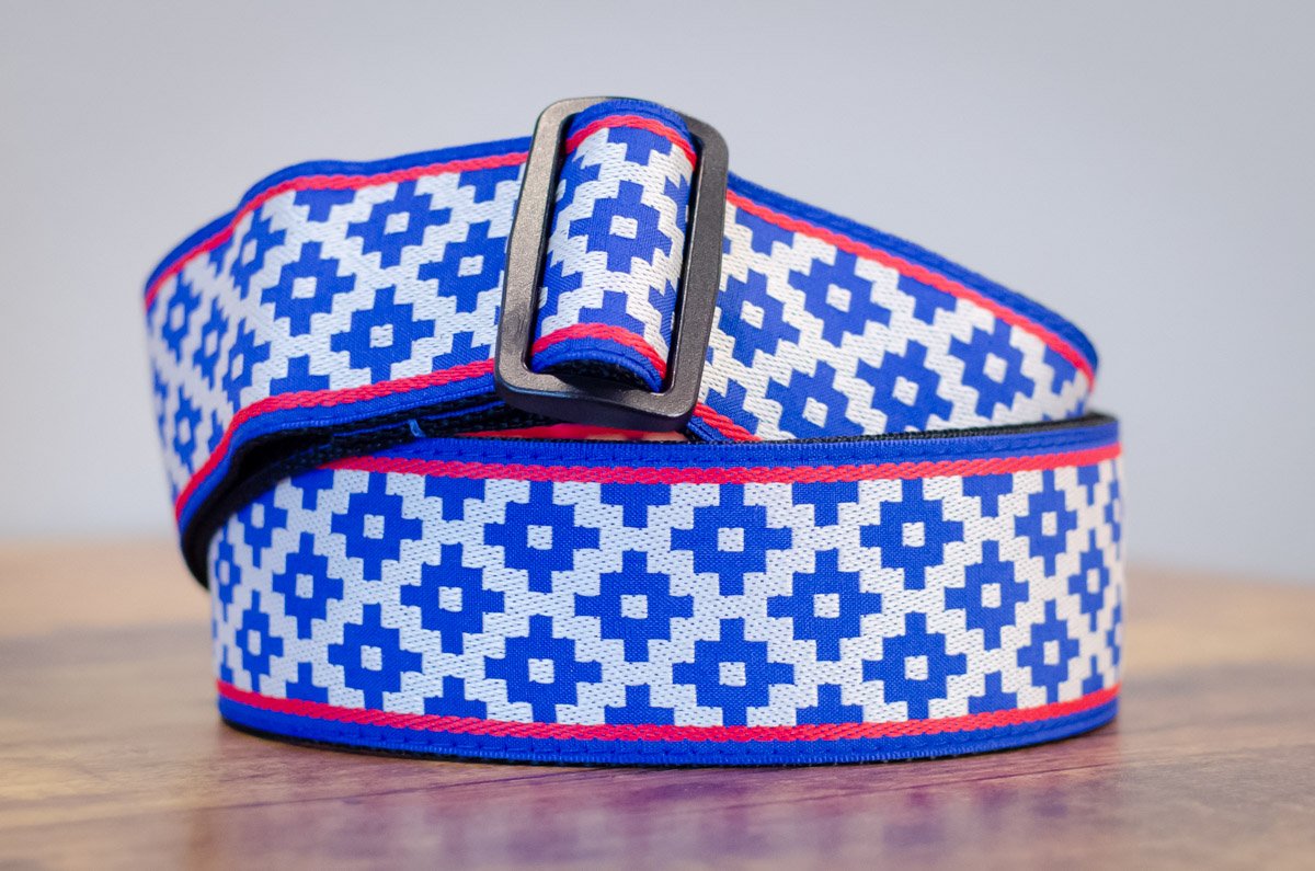 new ERNIE BALL P05336 BLUE CRUX JACQUARD STRAP haggertys 2