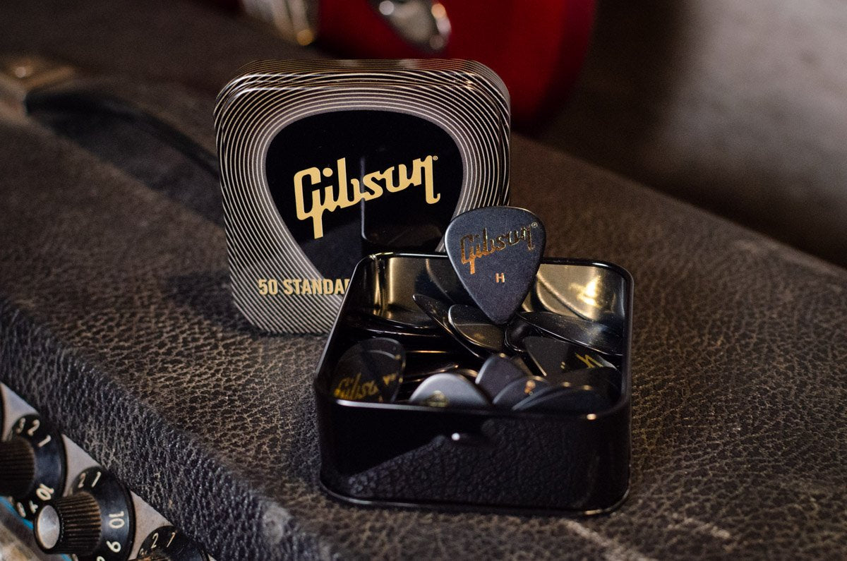 new Gibson Standard Pick Tin 50 pcs Black Heavy haggertys 2