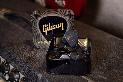 new Gibson Standard Pick Tin 50 pcs Black Heavy haggertys 2