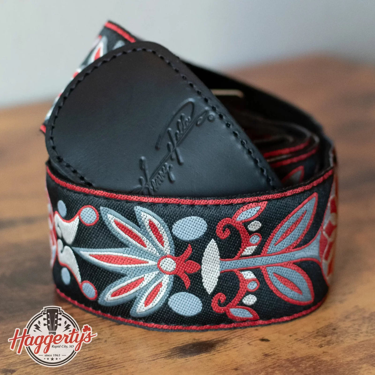 new Henry Heller 2 Deluxe Jacquard Guitar Strap Red Blossom haggertys 1
