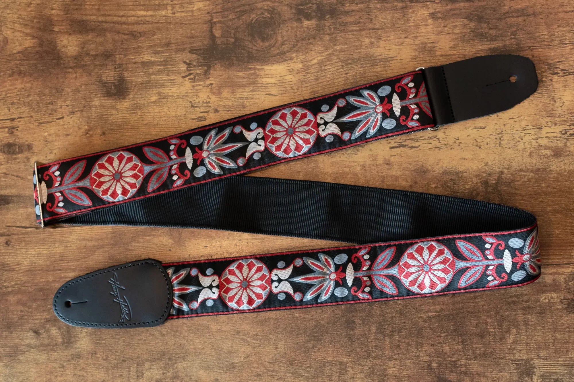 Henry Heller 2" Deluxe Jacquard Guitar Strap - Red Blossom