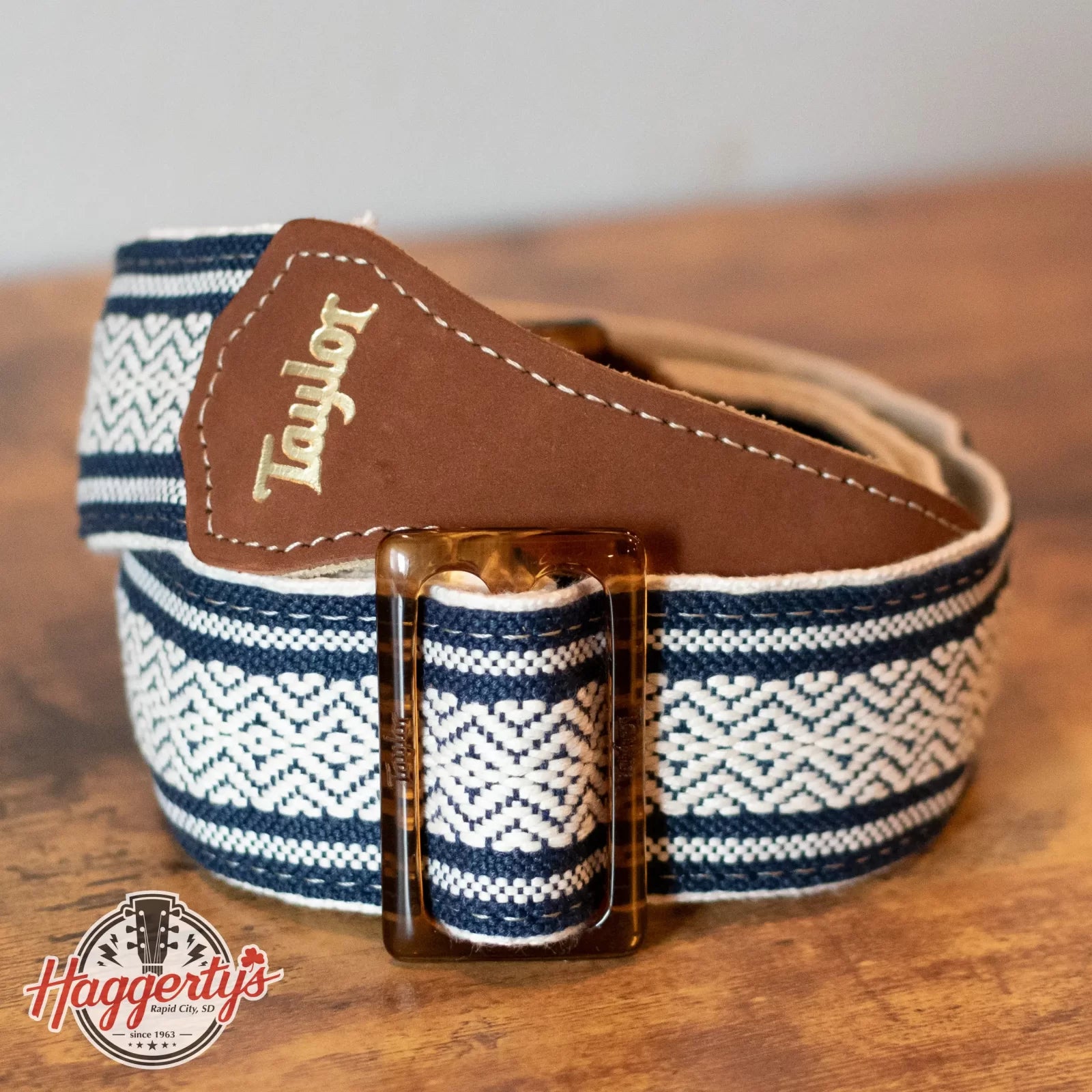 new Taylor Academy Guitar Strap White Blue Jacquard Cotton 2 haggertys 1