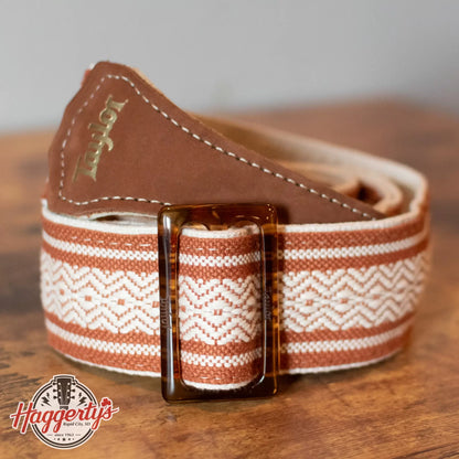 new Taylor Academy Guitar Strap White Brown Jacquard Cotton 2 haggertys 1