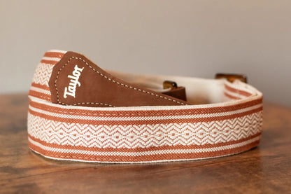 new Taylor Academy Guitar Strap White Brown Jacquard Cotton 2 haggertys 2