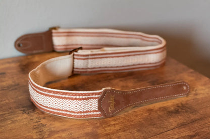 new Taylor Academy Guitar Strap White Brown Jacquard Cotton 2 haggertys 3
