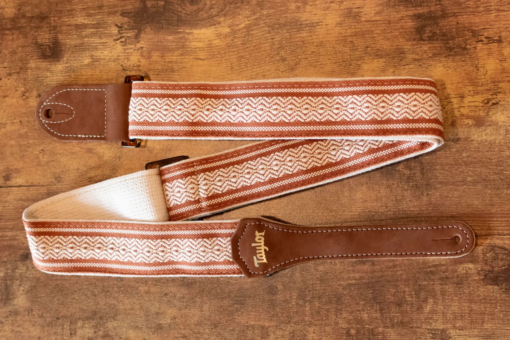 new Taylor Academy Guitar Strap White Brown Jacquard Cotton 2 haggertys 7