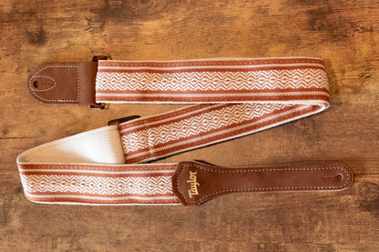 new Taylor Academy Guitar Strap White Brown Jacquard Cotton 2 haggertys 7