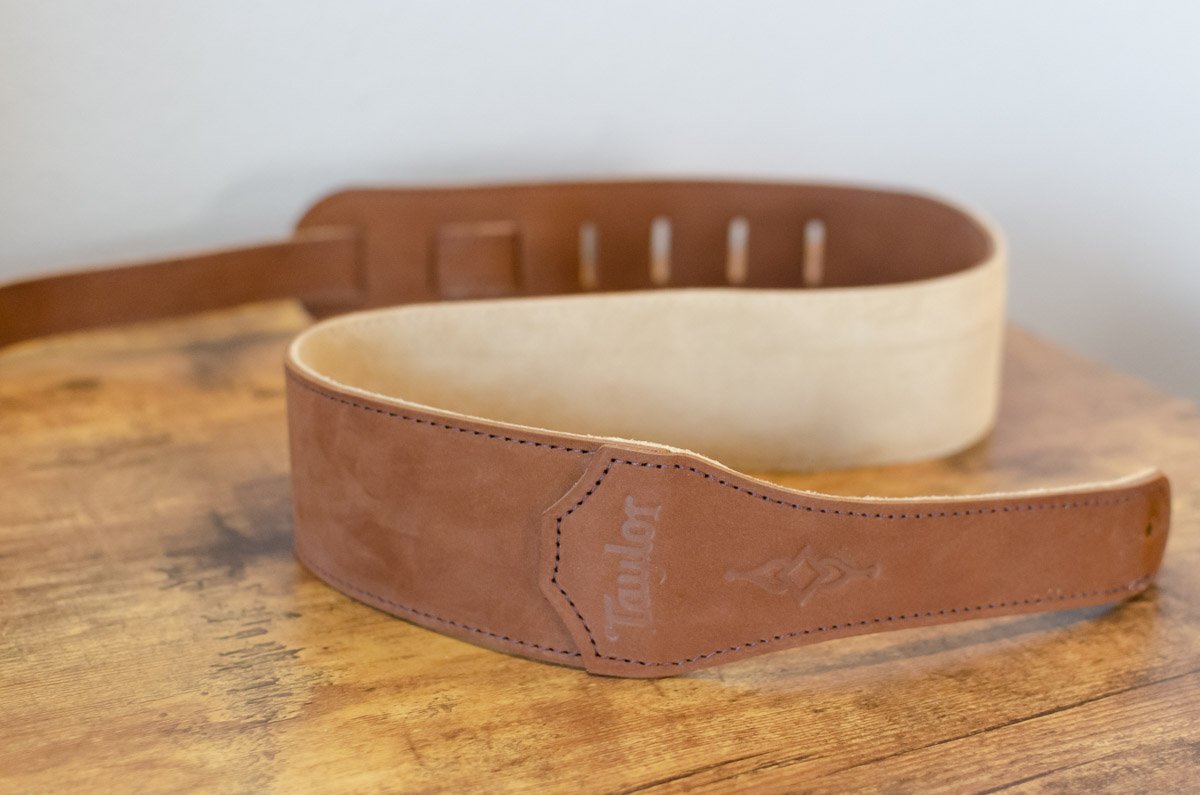 Taylor Gemstone 2.5" Sanded Leather Guitar Strap - Medium Brown Sanded Suede