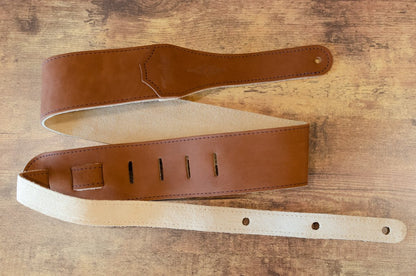 Taylor Gemstone 2.5" Sanded Leather Guitar Strap - Medium Brown Sanded Suede