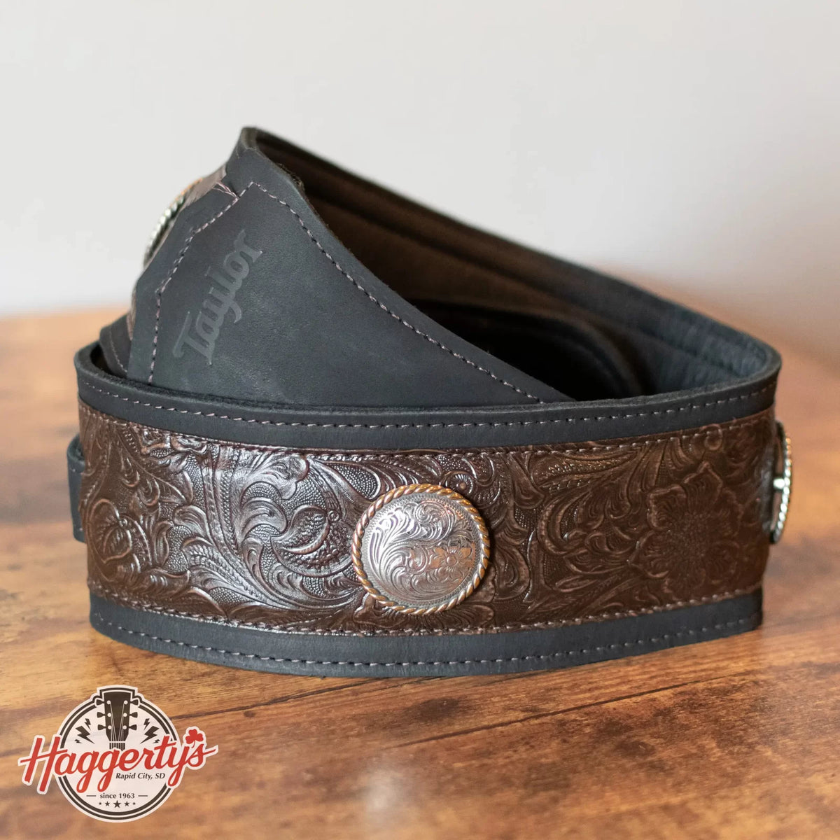 new Taylor Grand Pacific 3 Nickel Concho Leather Strap Black haggertys 1