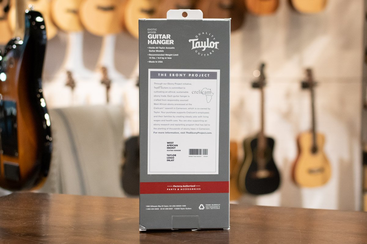 Taylor Guitar Wall Hanger - Ebony, Acrylic Logo Inlay