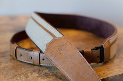 Taylor Vegan Leather Guitar Strap - Tan with Natural Textile Trim 2.5" (4203-25)