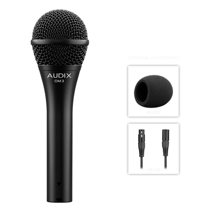 Audix OM3 Dynamic Vocal Mic with Clip and Pounch